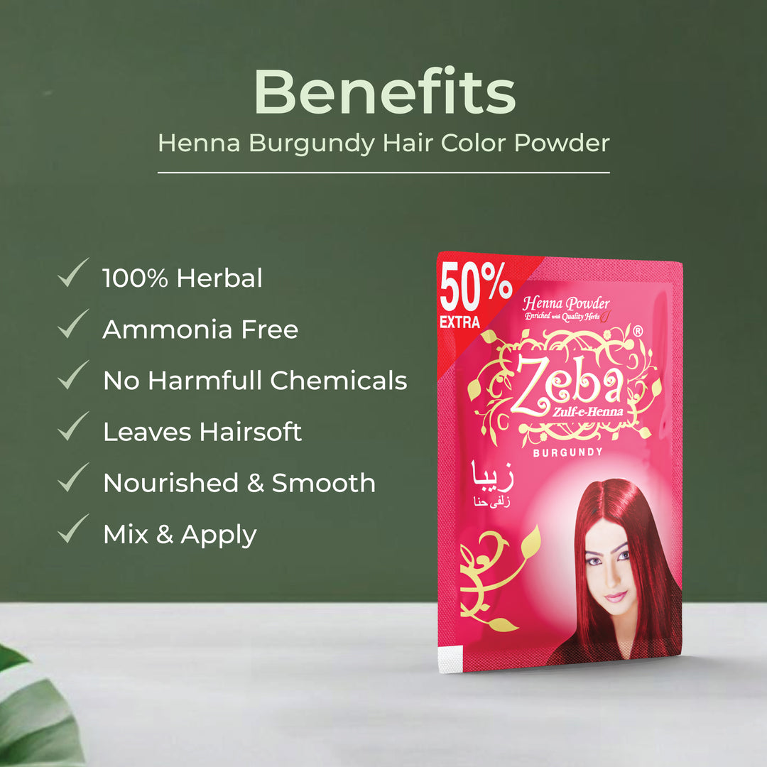 Zeba Zulf-e-Henna Hair Color Powder burgundy
